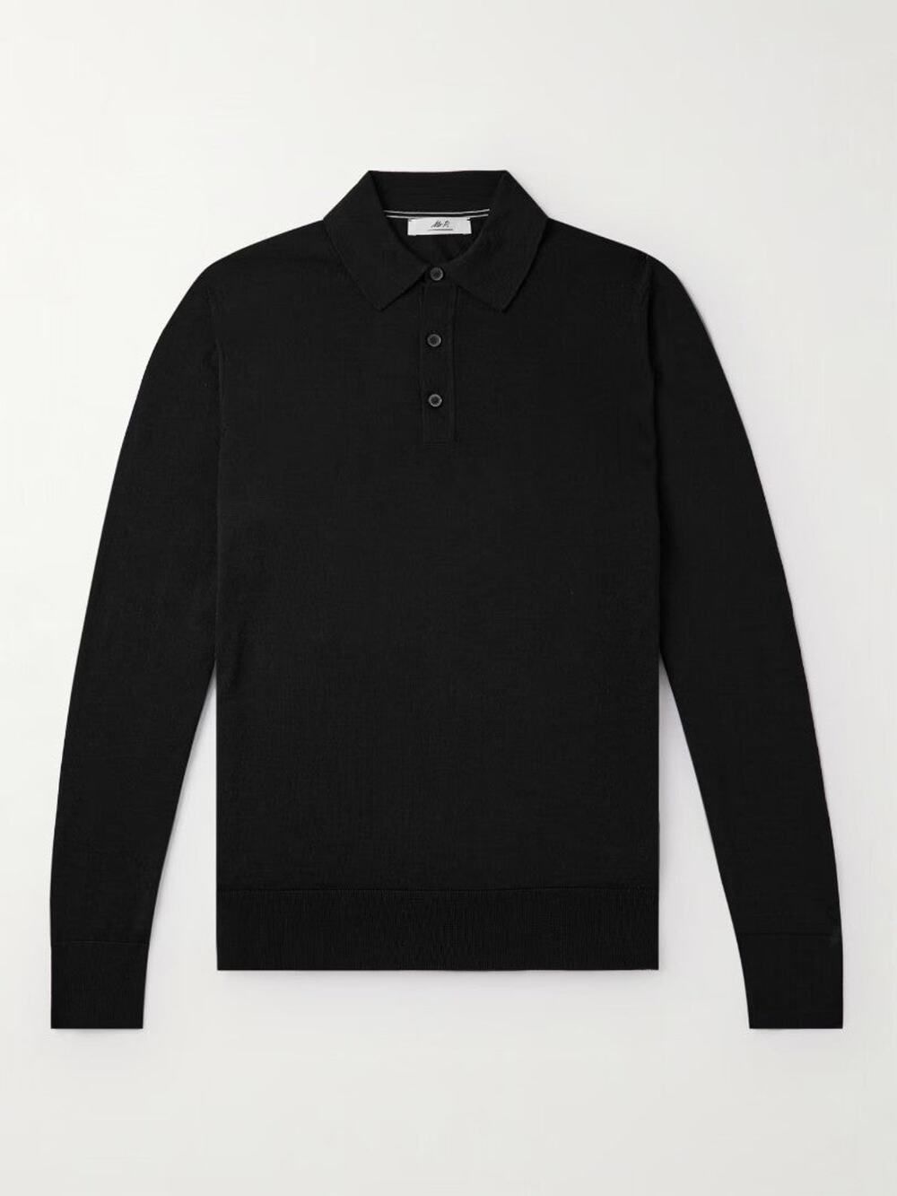 MR P. Merino Wool Long-Sleeve Polo Shirt - M